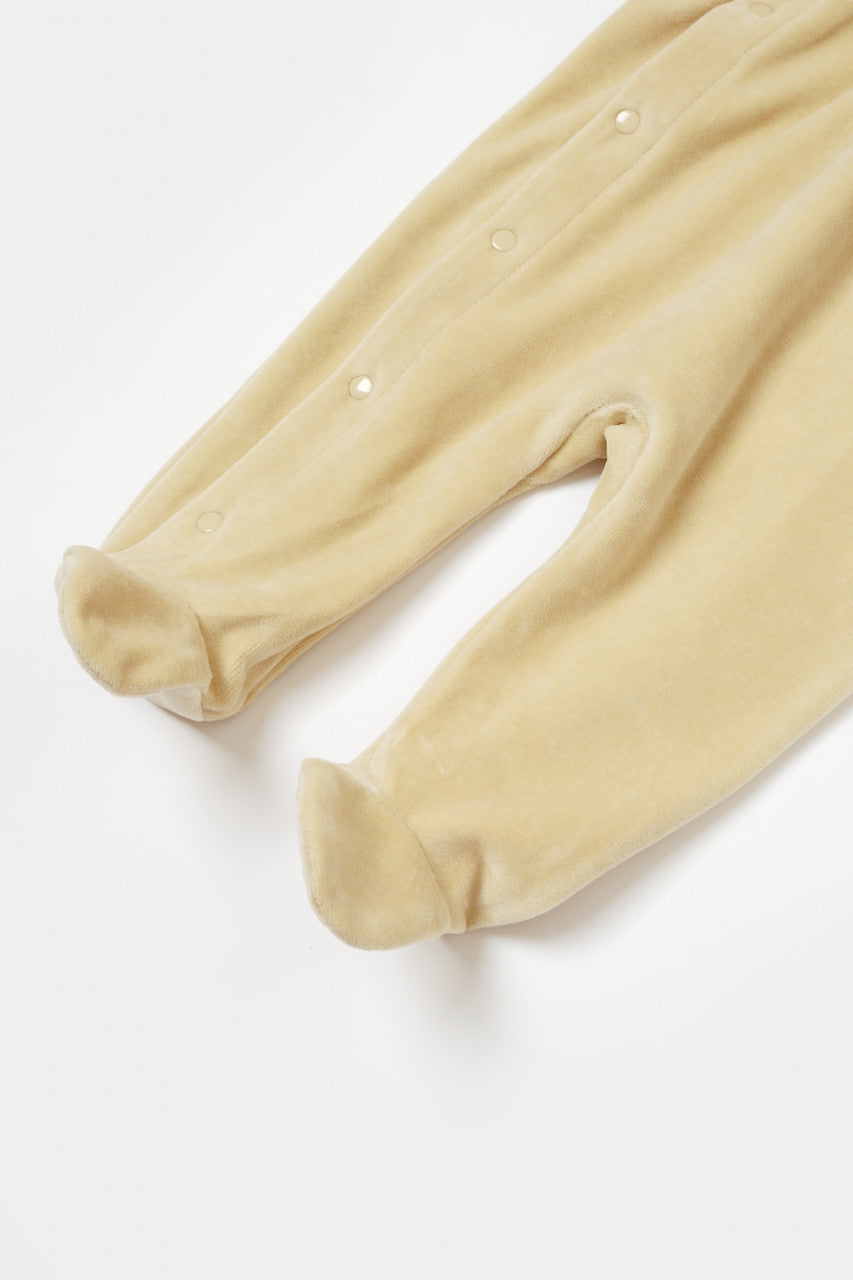 Salopeta Elefant cu maneca lunga si botosei din 80%bumbac organic si 20% poliester - Stone, BabyCosy