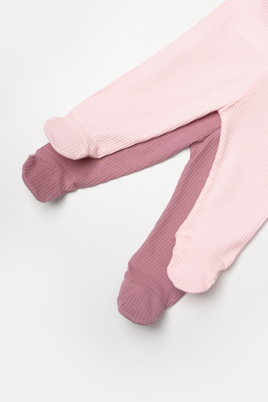 Set 2 pantaloni cu botosei Bamboo, roz, BabyCosy, 50%bumbac+50% bambus