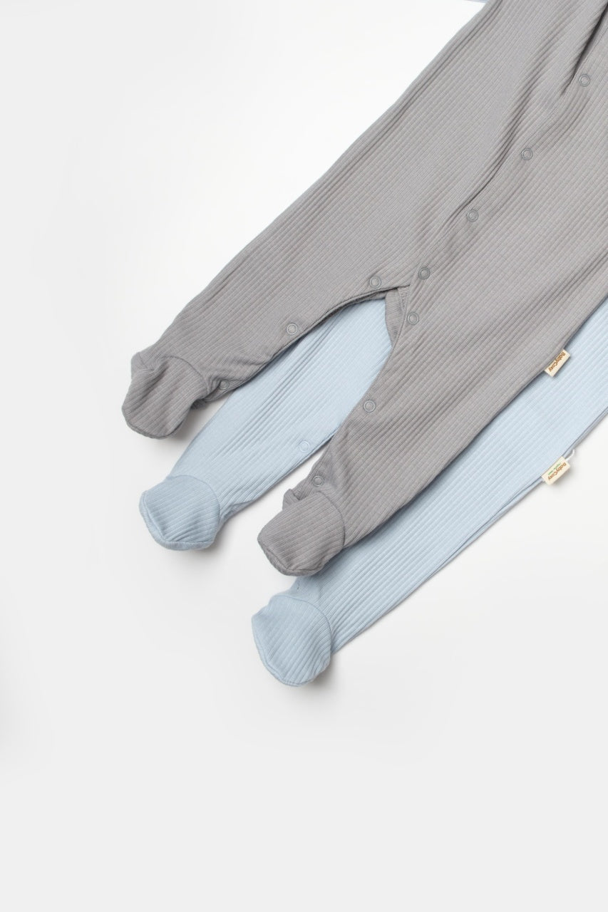 Set 2 salopete lungi Bamboo, blue, BabyCosy, 50%bumbac+50% bambus