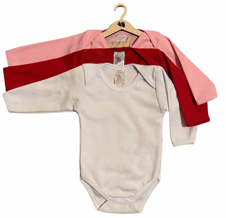 Set 3 body-uri din bumbac cu maneca lunga color mix 1 Drool