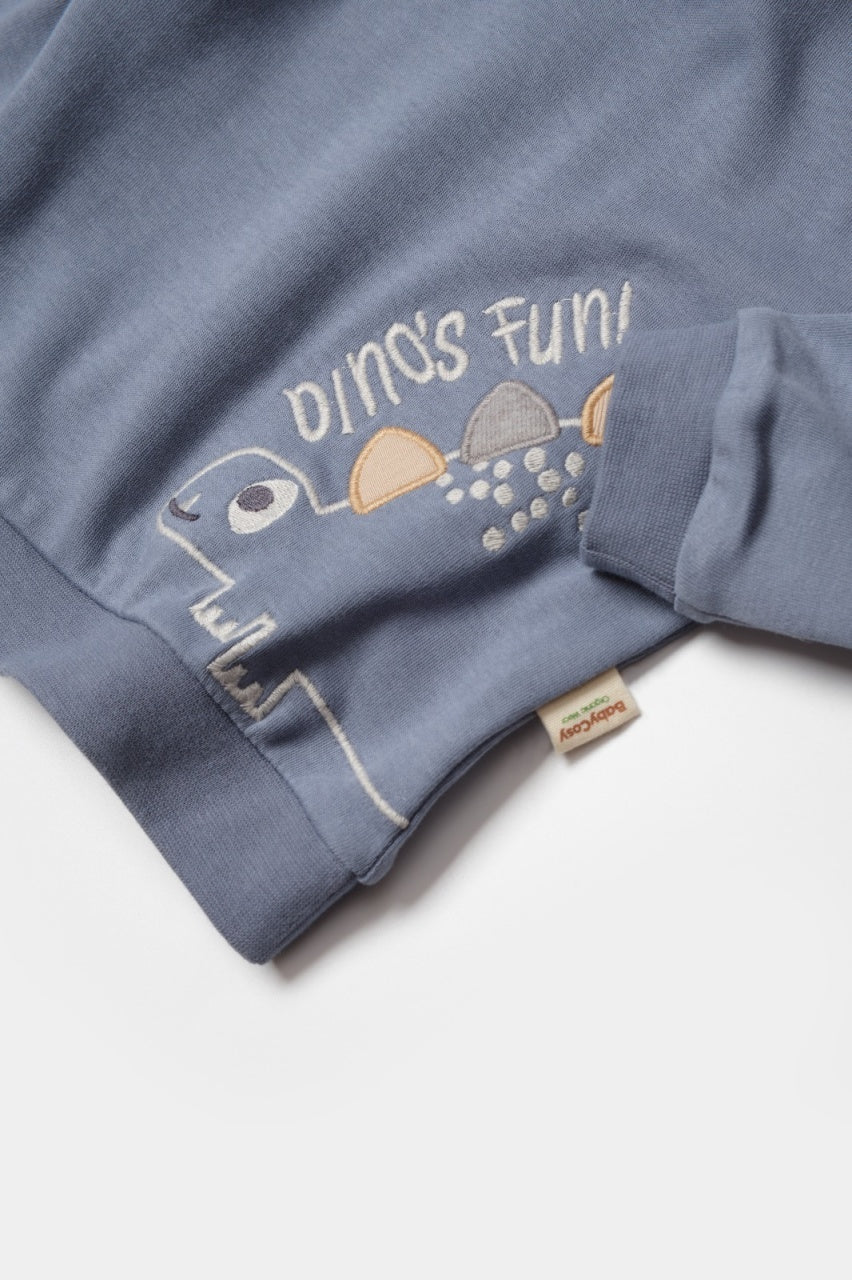 Set bluzita cu pantalon Dino, indigo, BabyCosy, 100%bumbac