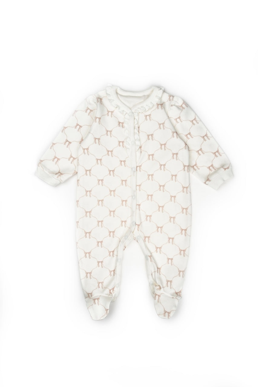 Set de 10 piese pentru nou nascut, Bow, powder, 100% bumbac organic, BabyCosy