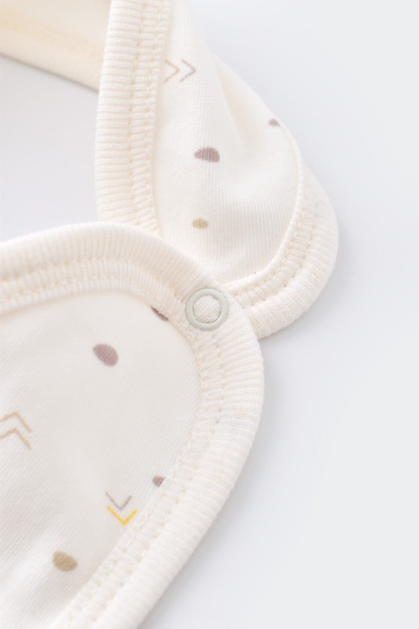 Set de 5 piese pentru nou nascut - 100% bumbac organic - Ecru cu buline, BabyCosy