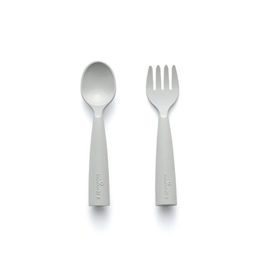 Set de tacamuri bebelusi Miniware My First Cutlery, 100% din materiale naturale biodegradabile, Dove Grey -
