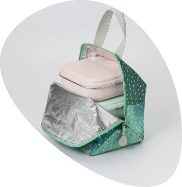 Set geanta termoizolanta Mealtote cu cutie Grow bento, Miniware Ready Go! Bento, 4 piese, Prickly Pear -
