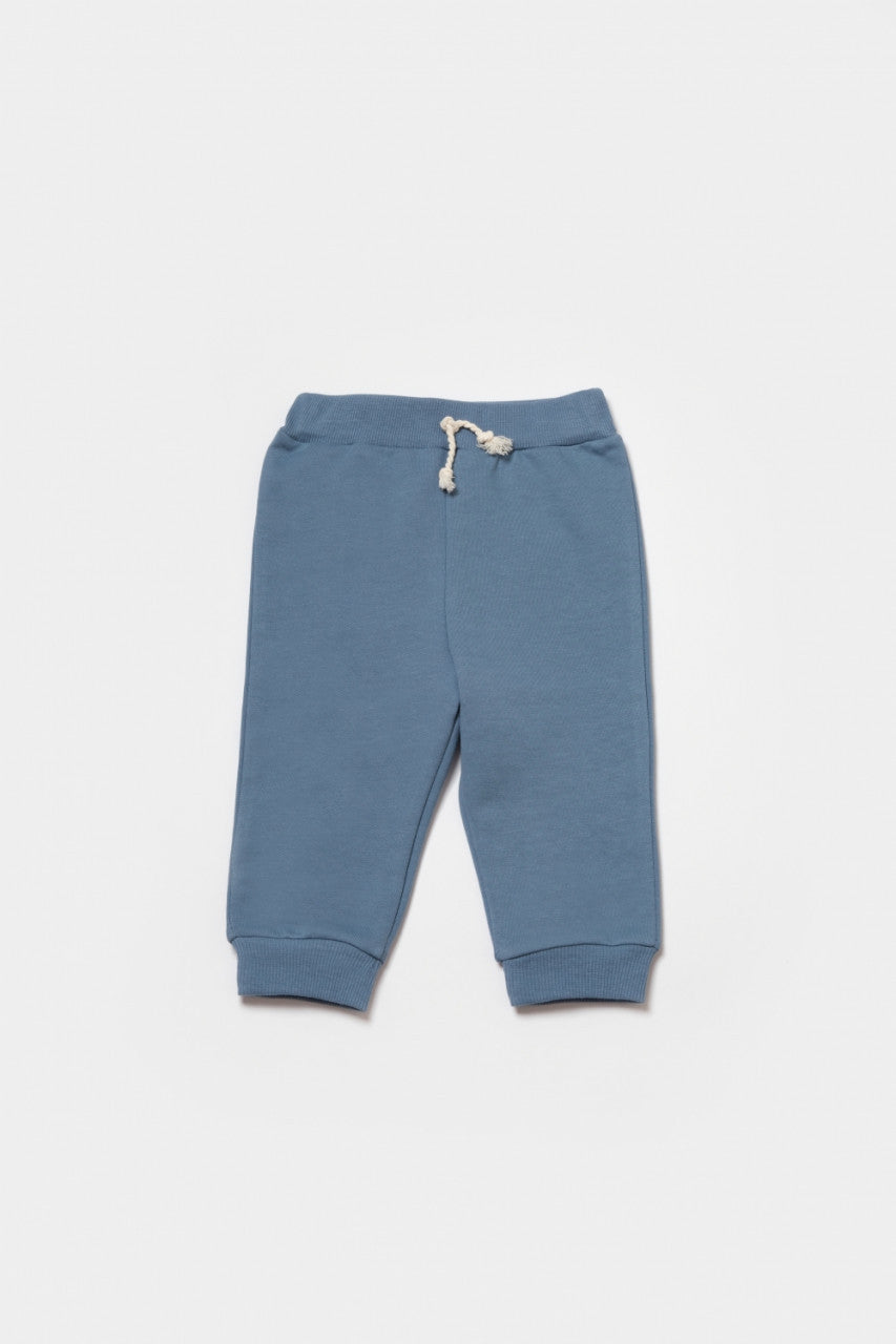 Set hanorac cu gluga si pantaloni, Two thread, 100%bumbac organic - Indigo, BabyCosy