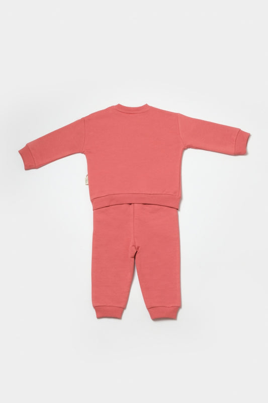 Set hanorac si pantaloni, Two thread, 100%bumbac organic - Rose, BabyCosy - Bluza, Pantaloni
