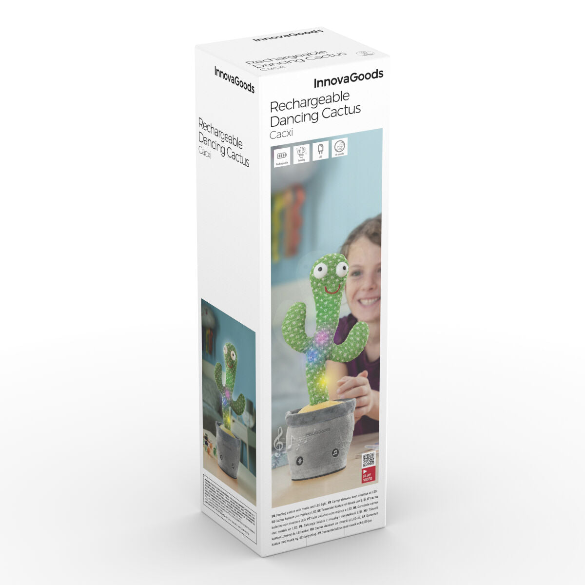 Cactus dansator și vorbitor reîncărcabil cu muzică și LED-uri multicolore Cacxi InnovaGoods - Jucarii si jocuri, Jucării electronice