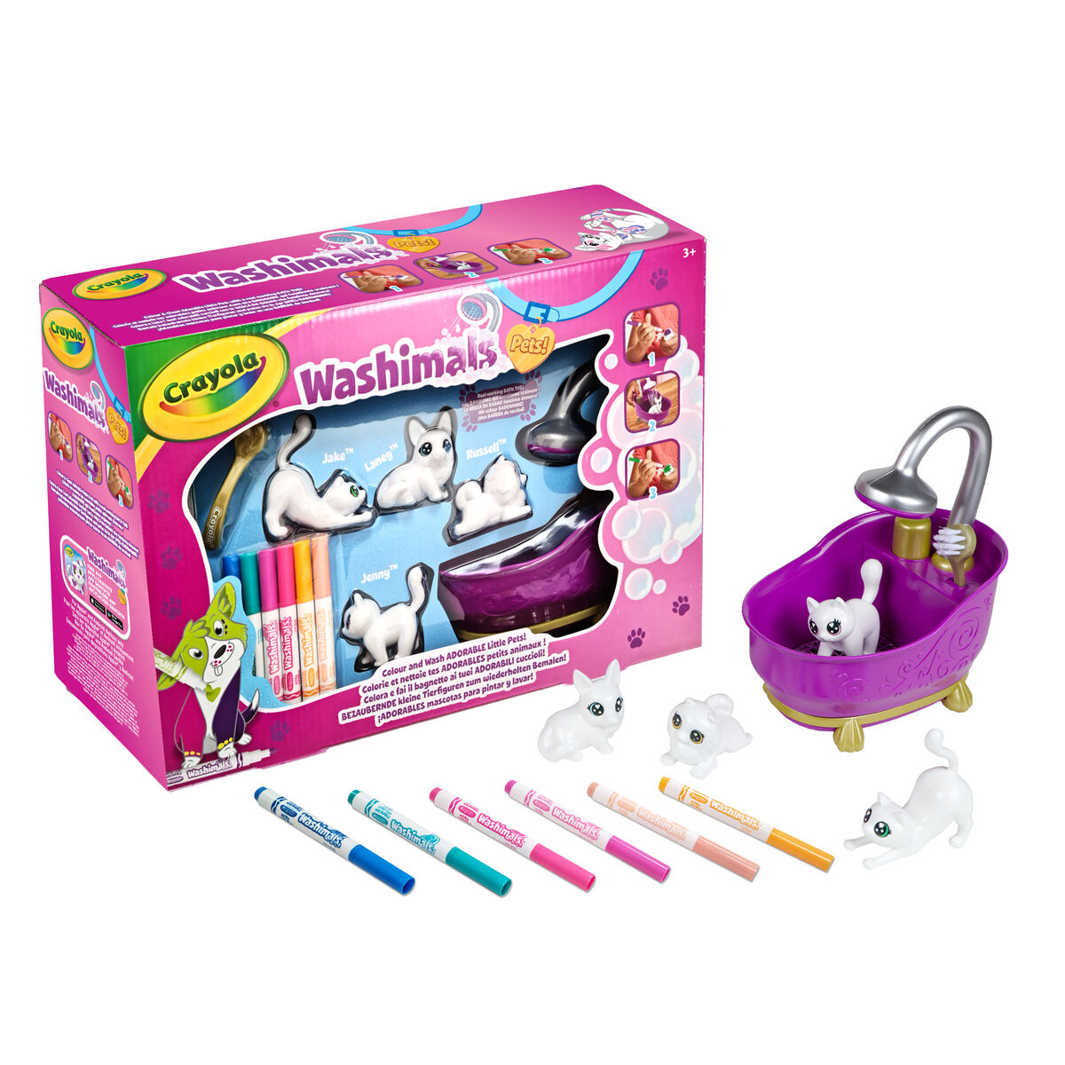 Playset Washimals Pets Crayola 74-7453 Cadă de baie 6 Piese - Jucarii si jocuri, Păpuși și figurine