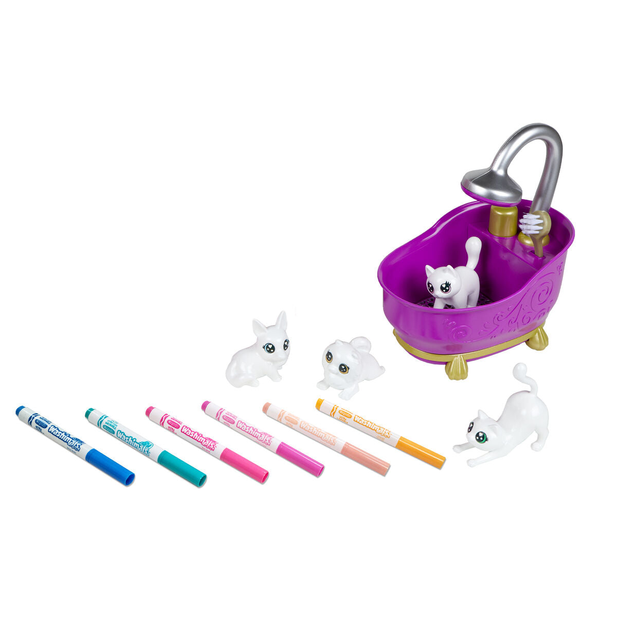 Playset Washimals Pets Crayola 74-7453 Cadă de baie 6 Piese - Jucarii si jocuri, Păpuși și figurine