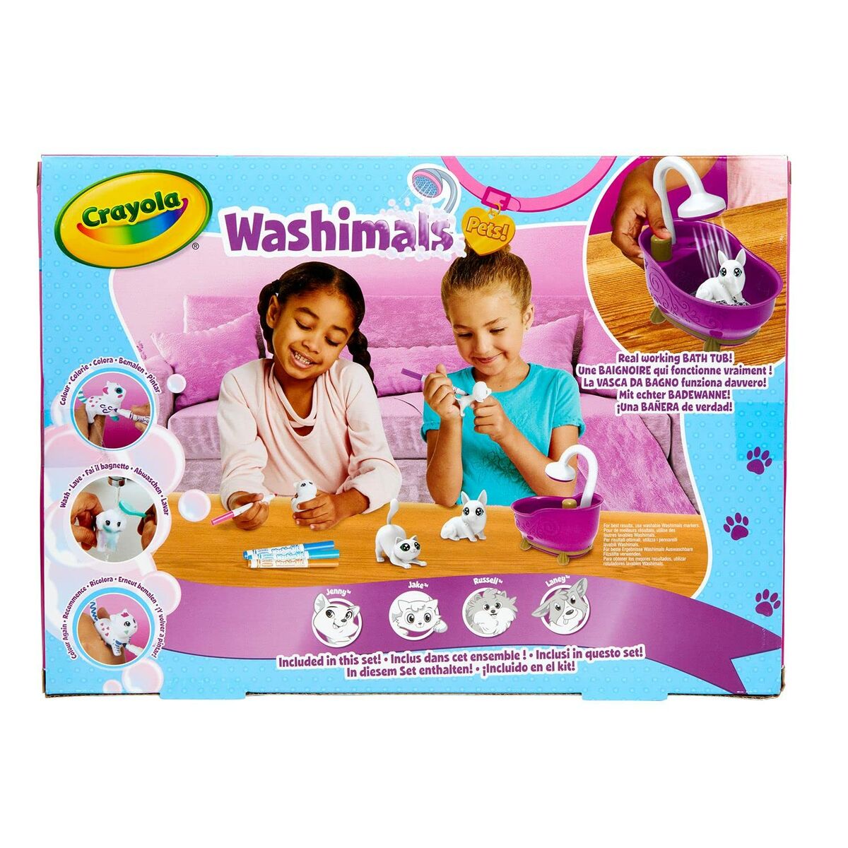 Playset Washimals Pets Crayola 74-7453 Cadă de baie 6 Piese - Jucarii si jocuri, Păpuși și figurine