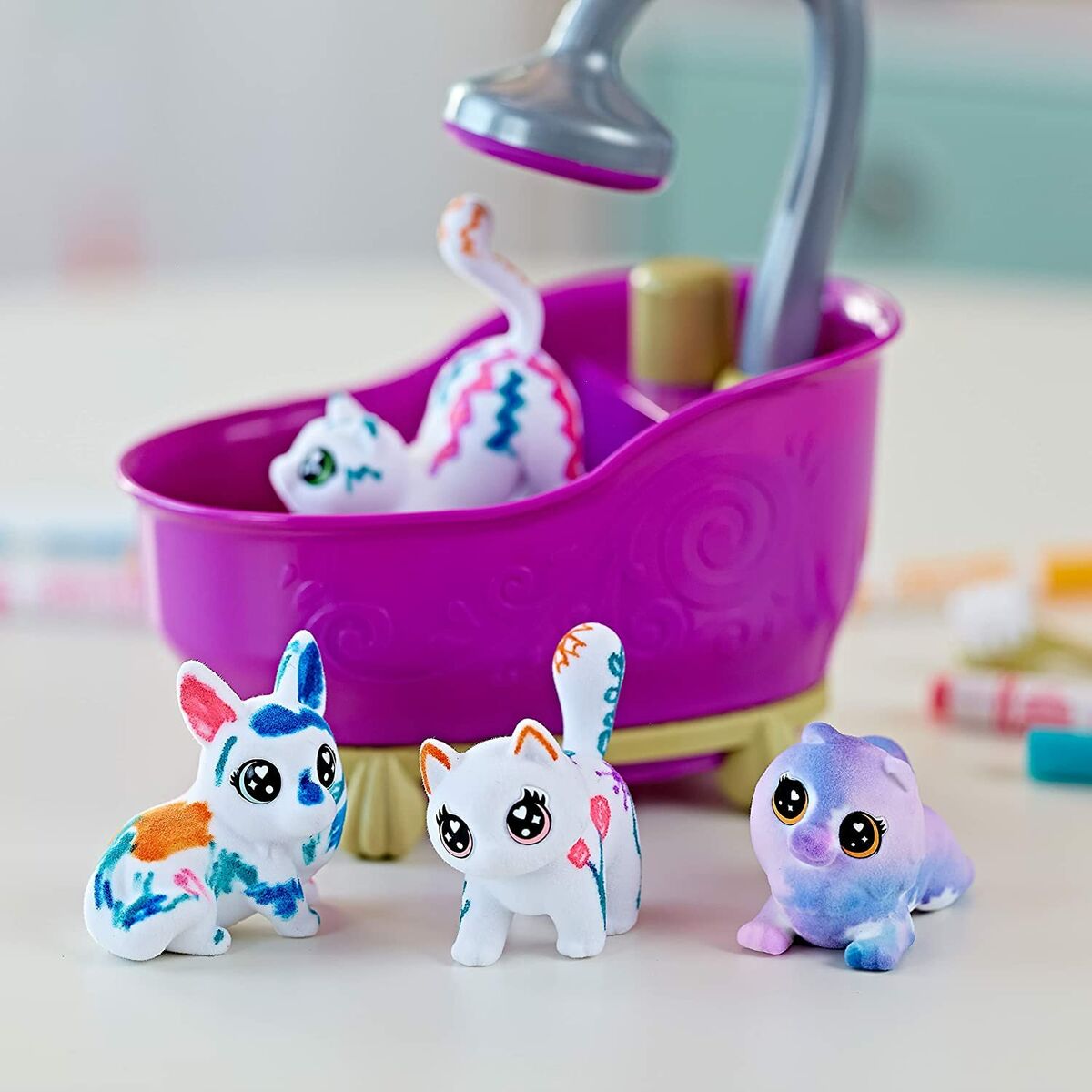 Playset Washimals Pets Crayola 74-7453 Cadă de baie 6 Piese - Jucarii si jocuri, Păpuși și figurine