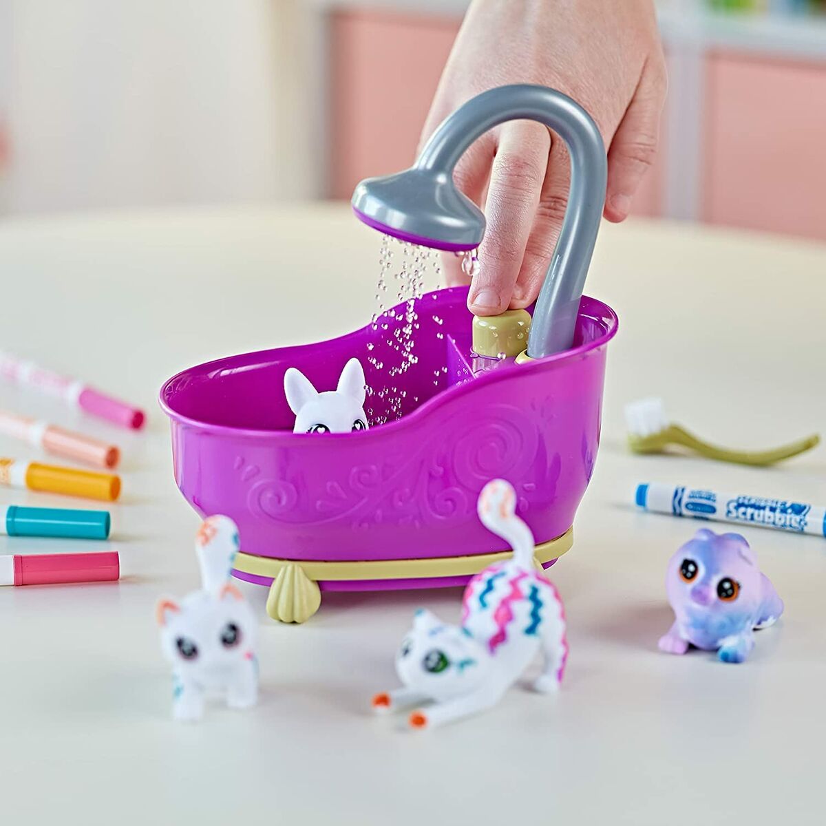 Playset Washimals Pets Crayola 74-7453 Cadă de baie 6 Piese - Jucarii si jocuri, Păpuși și figurine
