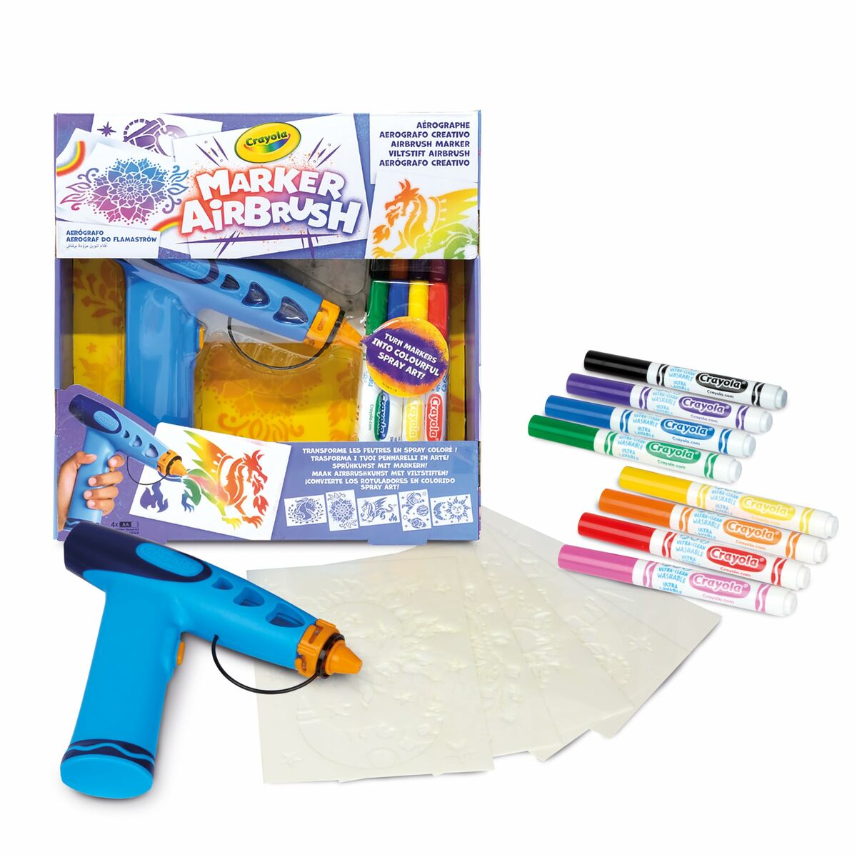 Set pentru desen Crayola Marker Airbrush - Jucarii si jocuri, Activități creative
