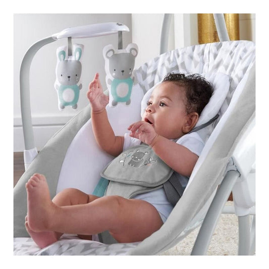 Scaun Balansoar Ingenuity 2-in-1 Swing Lounger - Raylan Gri Alb - Bebelus, Activitate și divertisment