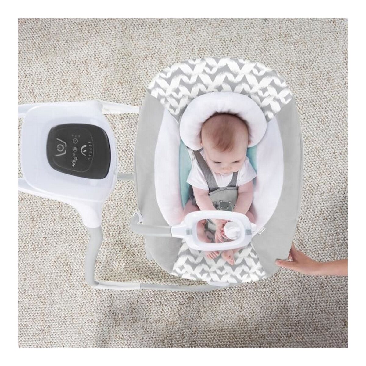 Scaun Balansoar Ingenuity 2-in-1 Swing Lounger - Raylan Gri Alb - Bebelus, Activitate și divertisment