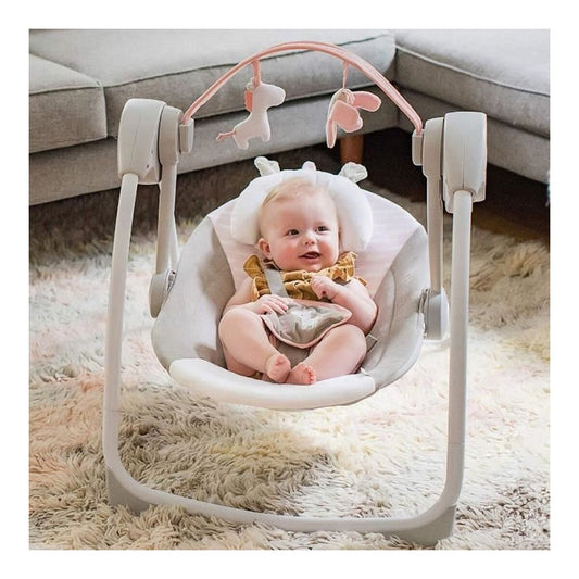 Scaun Balansoar Ingenuity Compact Swing - Flora Roz deschis - Bebelus, Activitate și divertisment