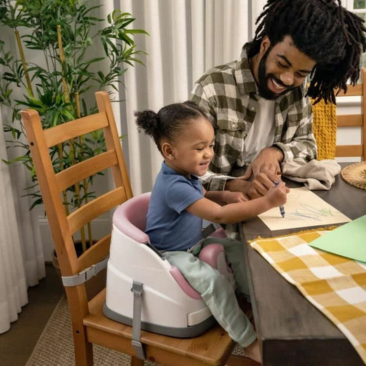 Scaun de Masă/Înălțător Portabil Ingenuity 3-în-1, Tăviță Detașabilă, Spătar Ajustabil, Culoare Roz - Bebelus, Dormitor