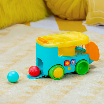 Jucărie de tras și împins Bright Starts Pop & Roll Safari Bus - Bebelus, Jucăriile copilăriei timpurii