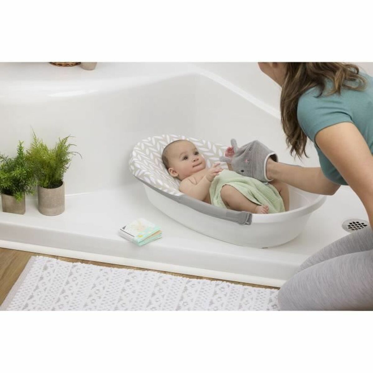 Cadă de baie Ingenuity Sylvi Alb Gri Maroniu 19,5 x 69,4 x 43 cm - Bebelus, Igienă și îngrijire