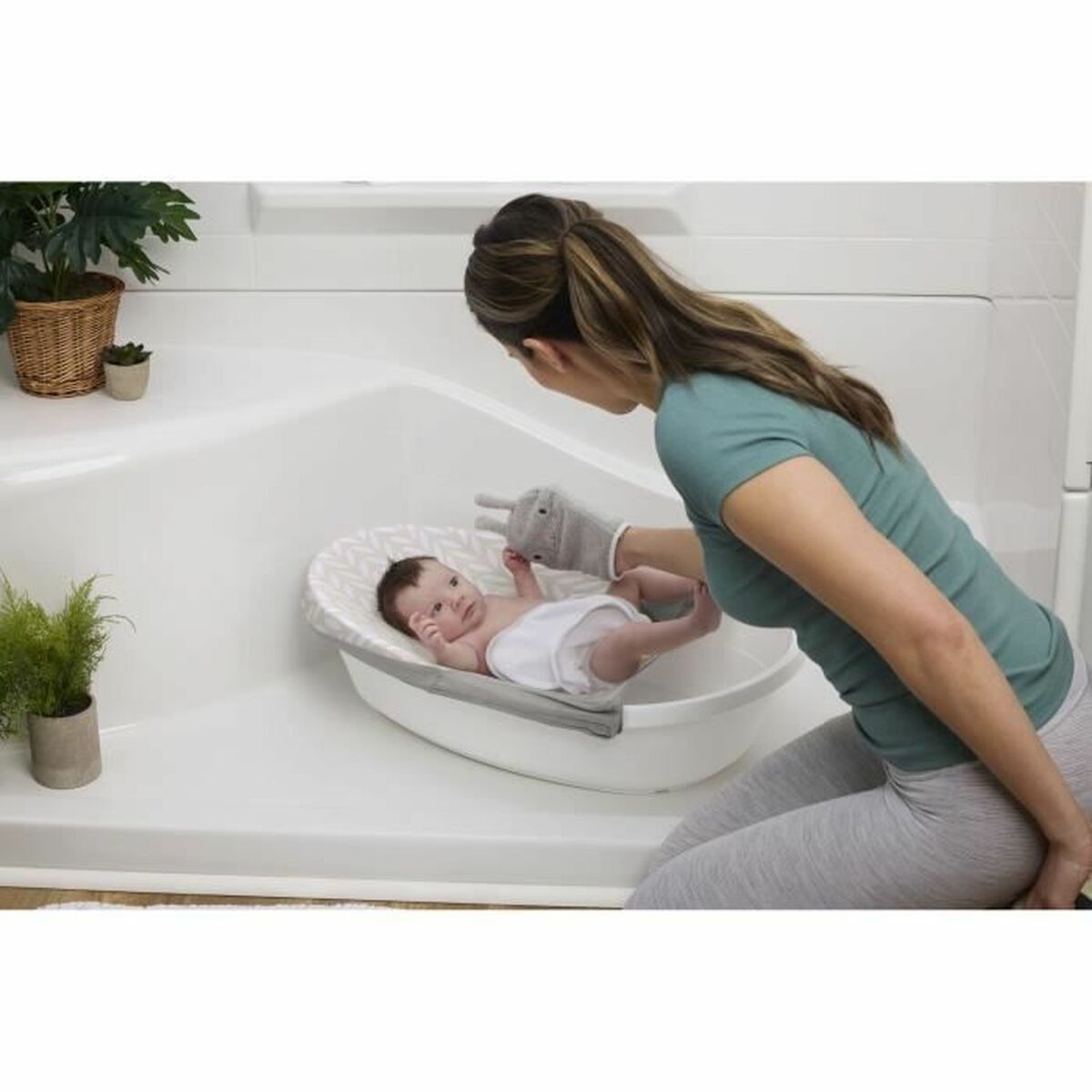 Cadă de baie Ingenuity Sylvi Alb Gri Maroniu 19,5 x 69,4 x 43 cm - Bebelus, Igienă și îngrijire