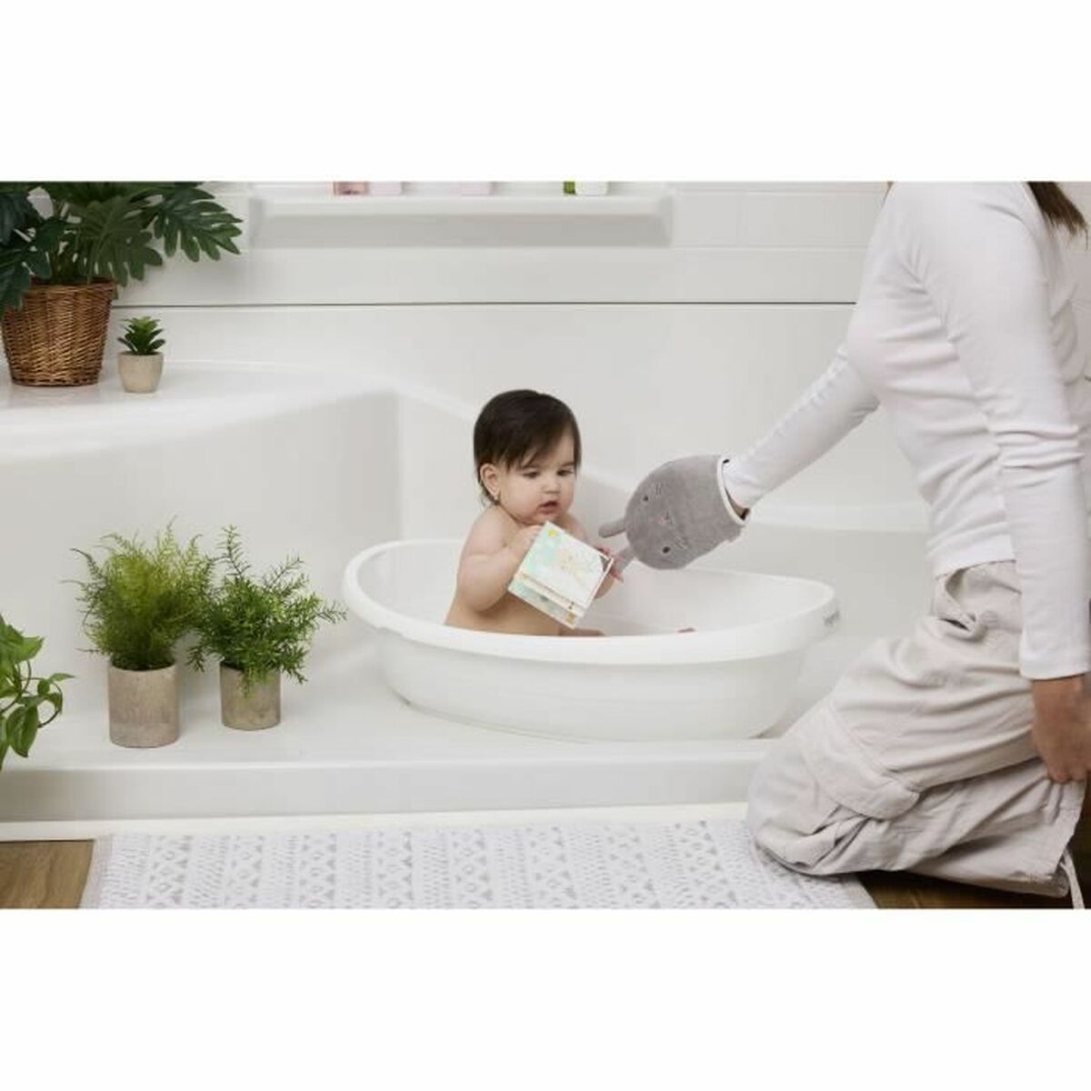 Cadă de baie Ingenuity Sylvi Alb Gri Maroniu 19,5 x 69,4 x 43 cm - Bebelus, Igienă și îngrijire