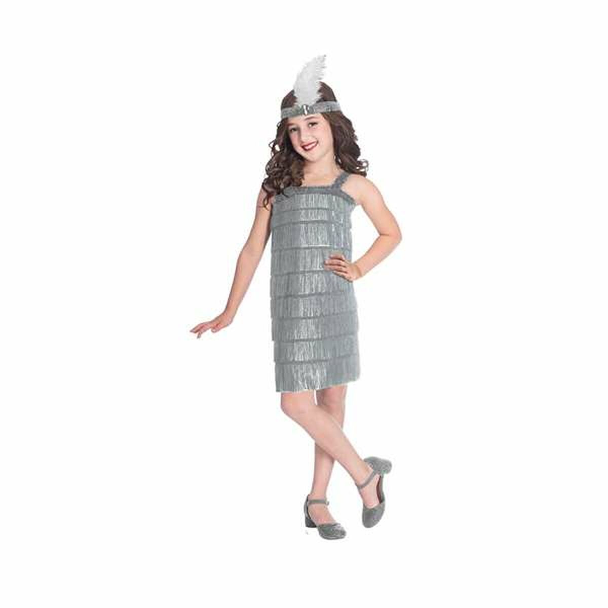 Costum Deghizare pentru Copii Silver Flapper 10-12 Ani Argintiu (2 Piese) - Jucarii si jocuri, Costume și accesorii