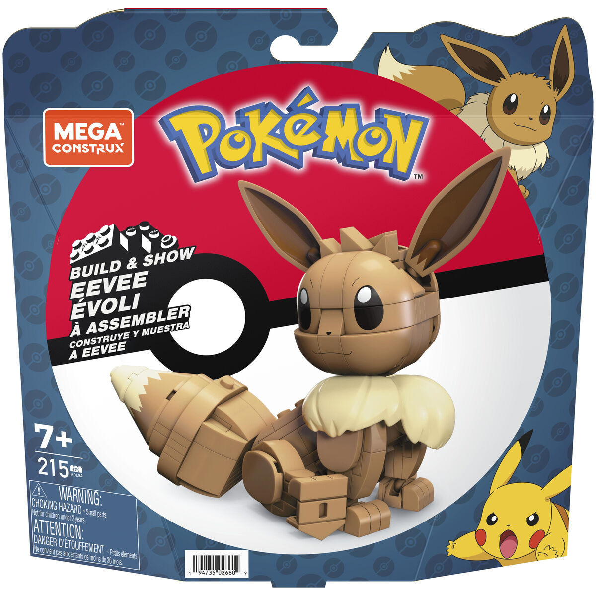 Figura îmbinată Mega Construx Eevee Medium + 7 Ani 215 Piese - Jucarii si jocuri