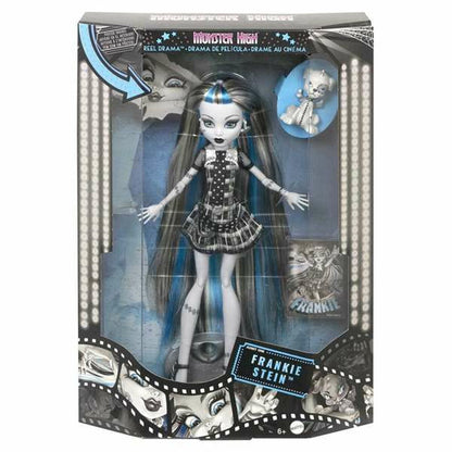 Păpușă Monster High Frankie Stein, Ediție de Colecție Reel Drama (Alb-Negru), Cu Pet Monster, 6+ Ani - Jucarii si jocuri, Păpuși și figurine