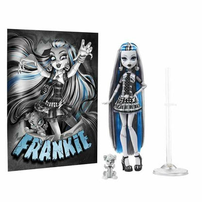Păpușă Monster High Frankie Stein, Ediție de Colecție Reel Drama (Alb-Negru), Cu Pet Monster, 6+ Ani - Jucarii si jocuri, Păpuși și figurine
