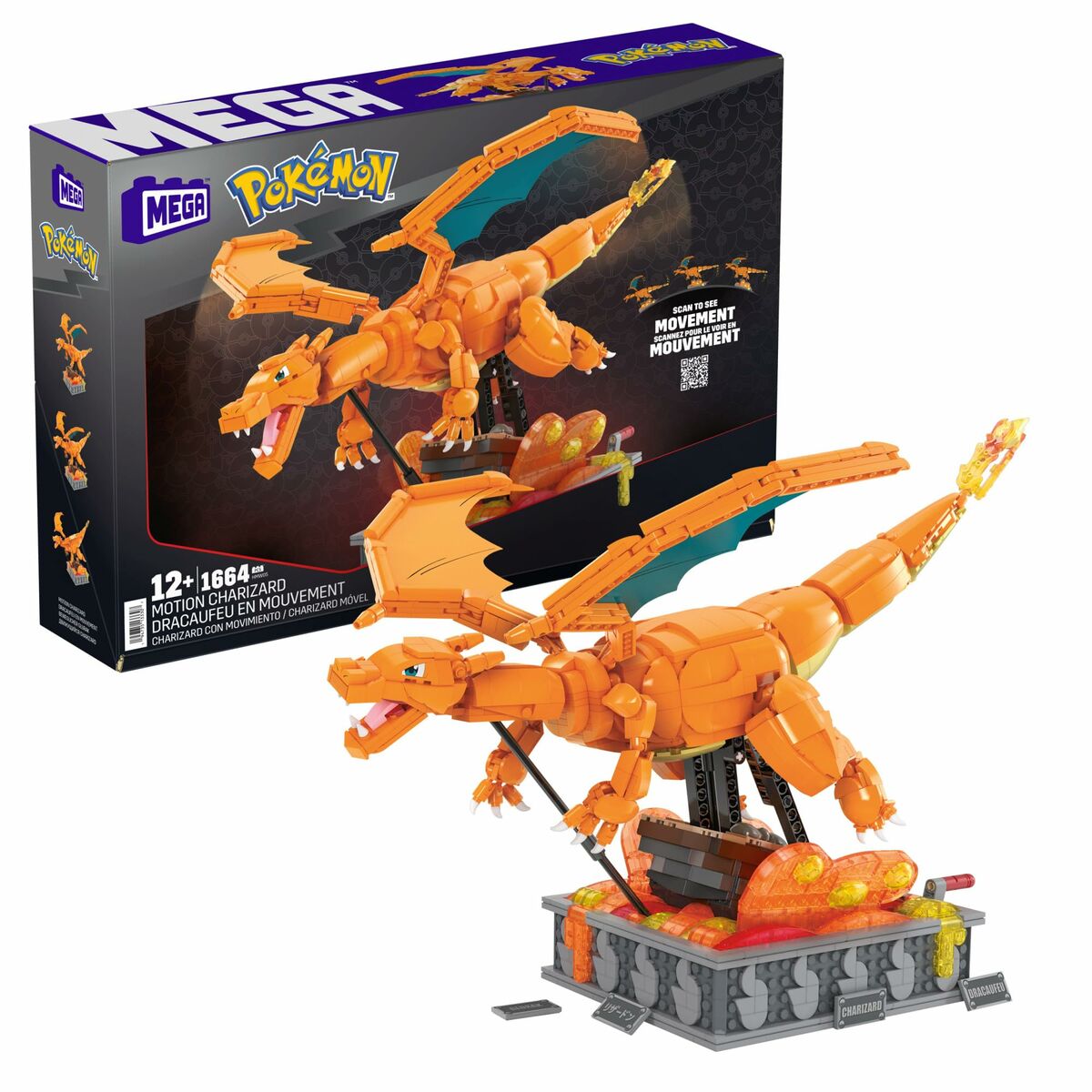 Kit de construcție Pokémon Mega Construx - Motion Charizard 1664 Piese - Jucarii si jocuri