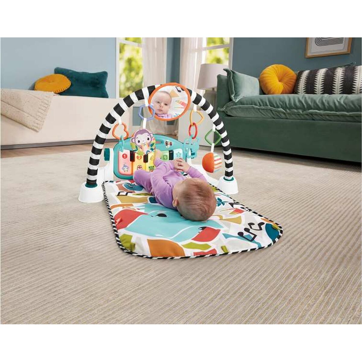 Saltea de joacă Fisher Price Kick and Play Zornăitoare Pian ES - Bebelus, Activitate și divertisment