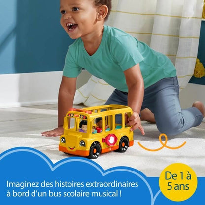 Figurine de Acțiune Fisher-Price Little People-El autobús escolar-Vehículo de empuje musical HYT03 - Jucarii si jocuri, Păpuși și figurine