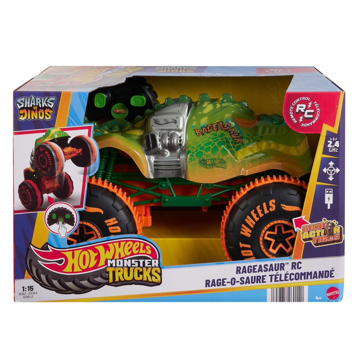 Mașină Radio Control Hot Wheels Monster Trucks Samsh O Saurus 1:15 - Jucarii si jocuri, Vehicule