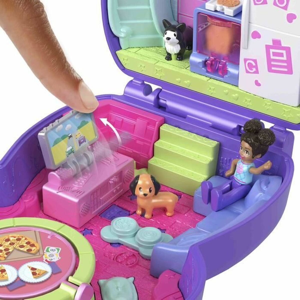 Playset Polly Pocket PUPPY PYJAMA PARTY BOX - Jucarii si jocuri, Păpuși și figurine