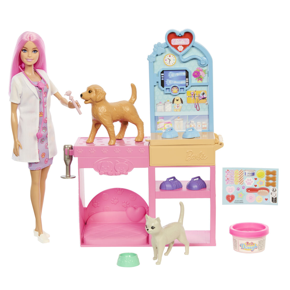 Playset Barbie Veterinarian Clinic 15 Piese - Jucarii si jocuri, Păpuși și figurine