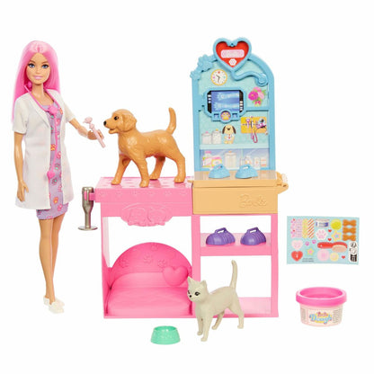 Playset Barbie Veterinarian Clinic 15 Piese - Jucarii si jocuri, Păpuși și figurine