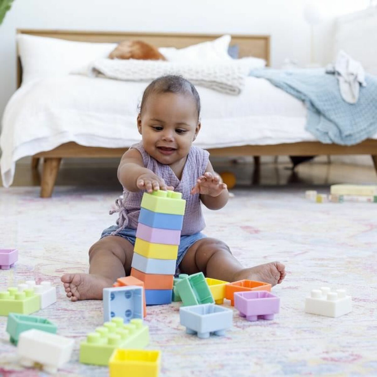 Blocuri Stivuibile Infantino Super Soft - Bebelus, Dormitor