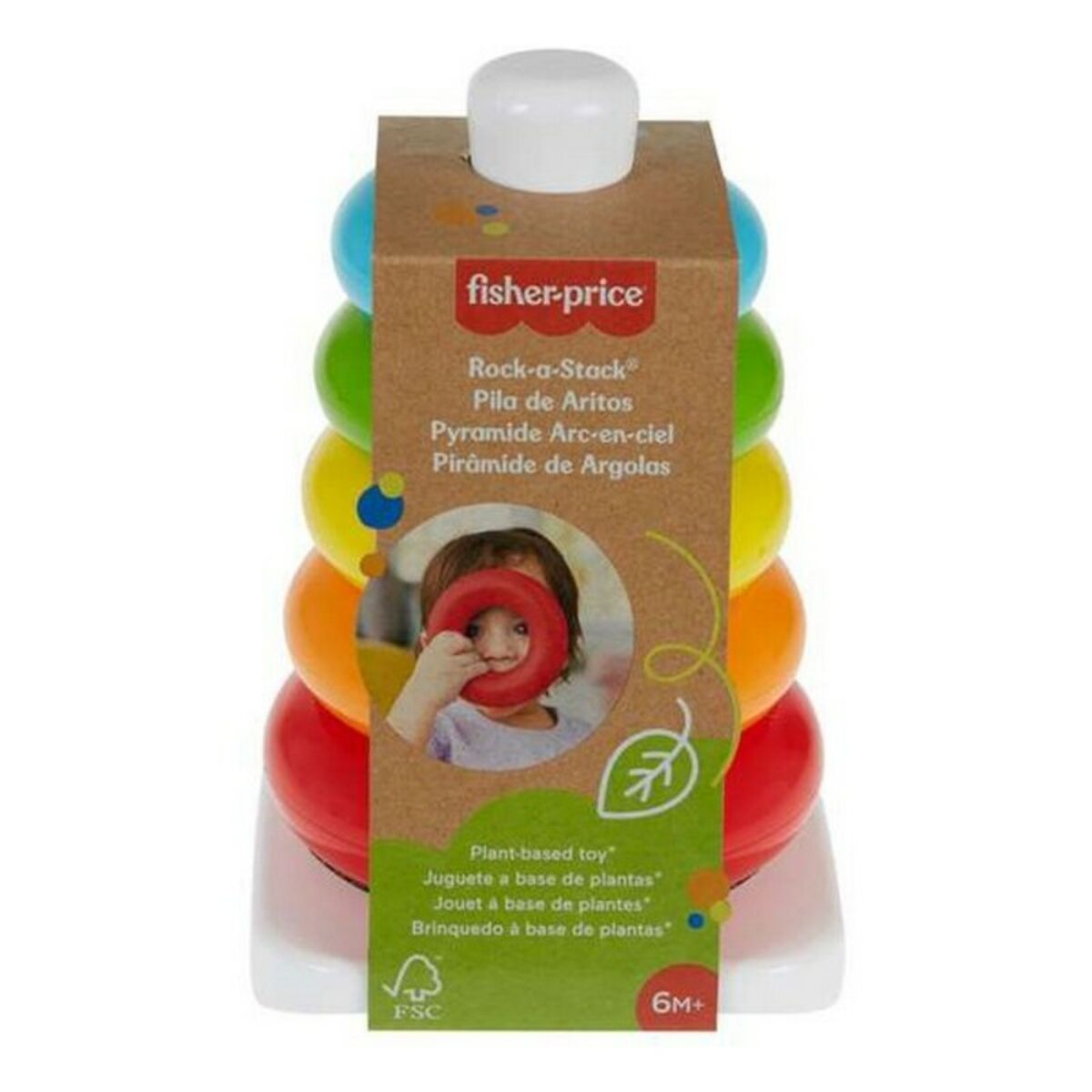 Piramidă Inele Fisher-Price Eco | Stivuire, Joc Clasic | 6+ Luni - Bebelus, Jucăriile copilăriei timpurii
