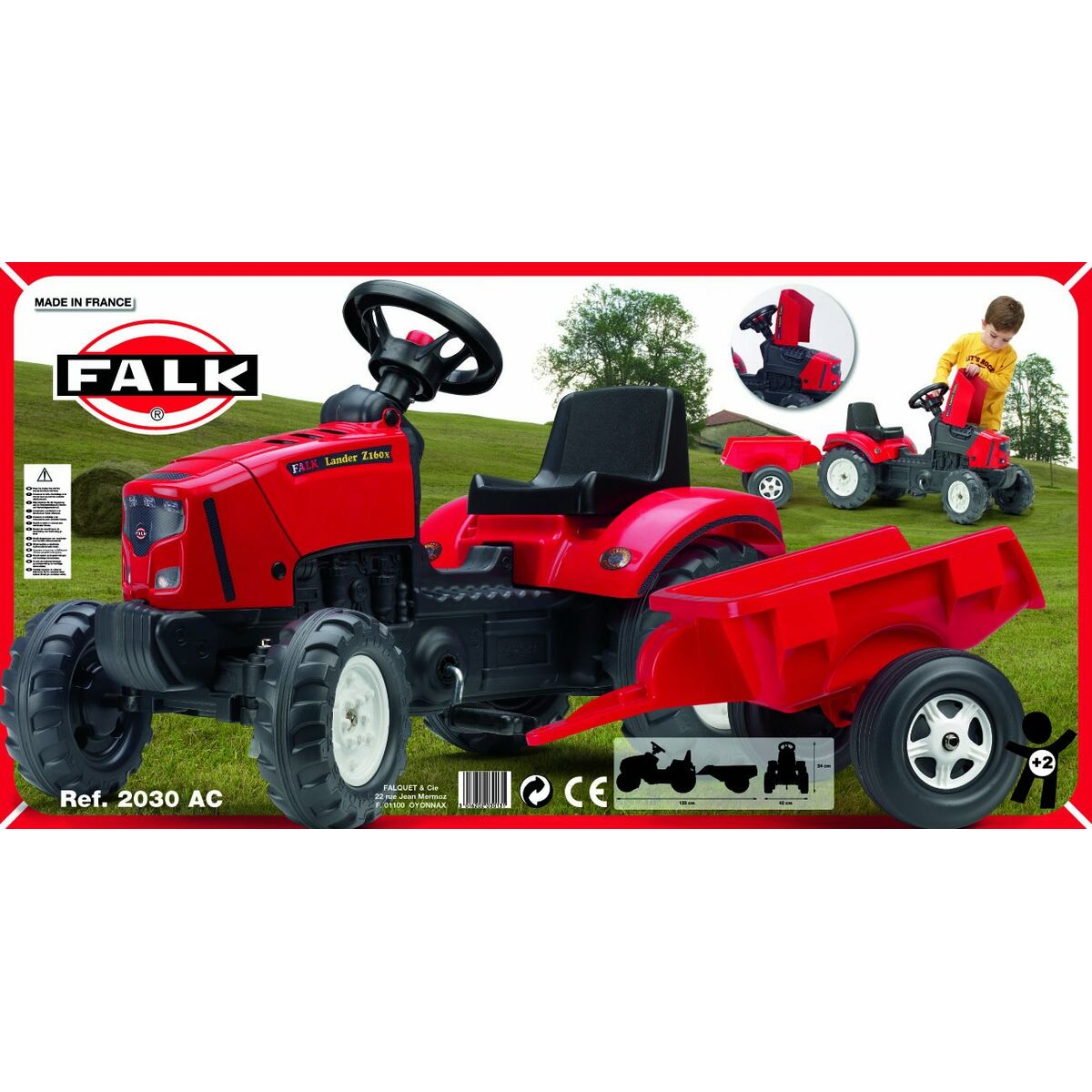 Tractor cu Pedale Falk Lander Z160X Roșu - Jucarii si jocuri, În aer liber și sport