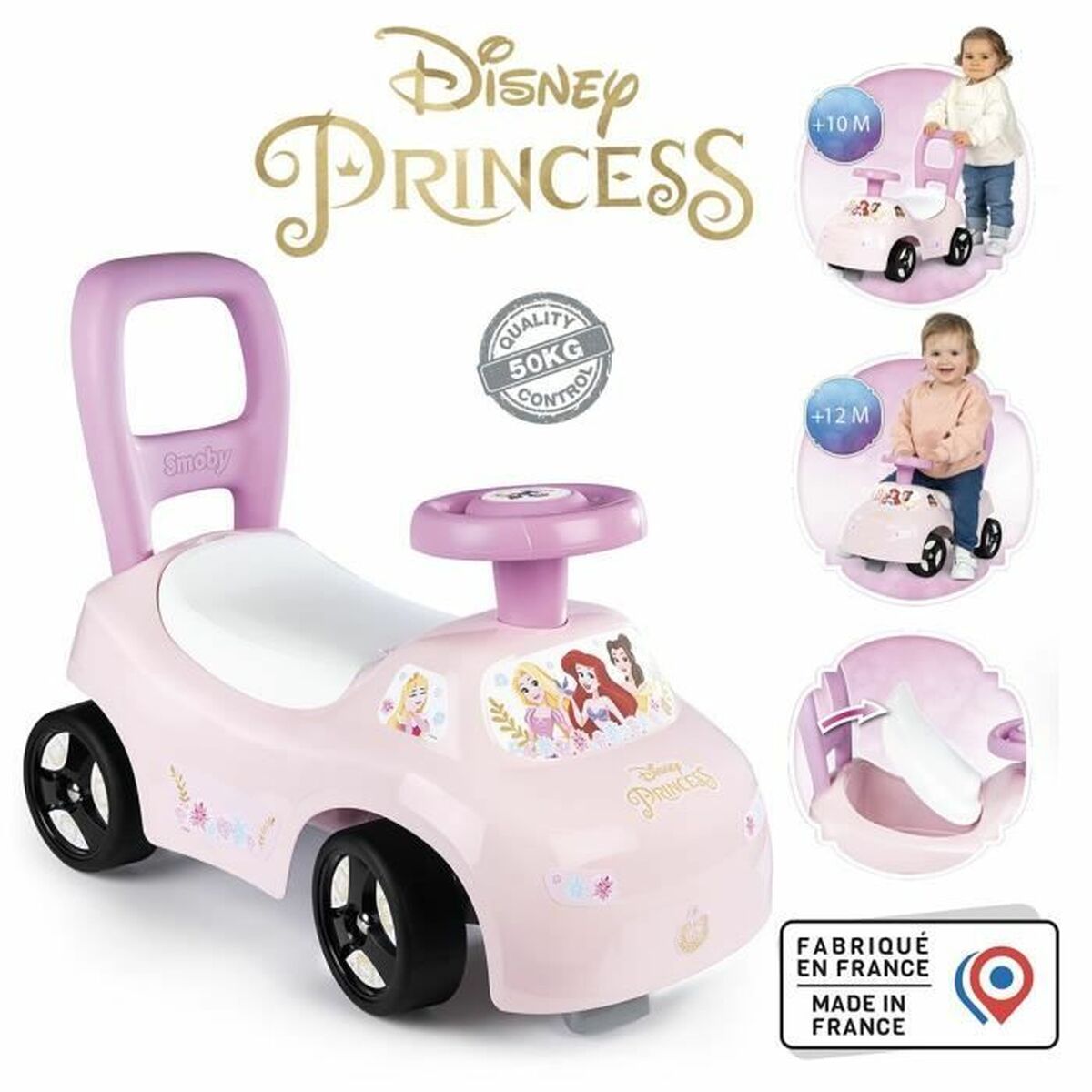 Mașină-Premergător Smoby Disney Princess 2 în 1 - Jucarii si jocuri, În aer liber și sport