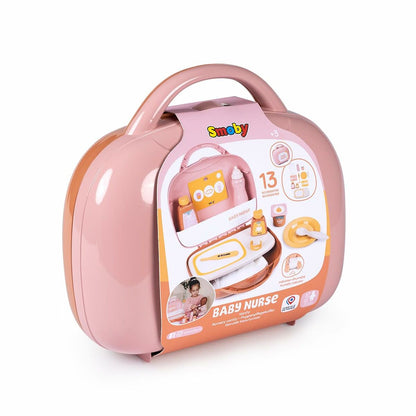 Trusă de Îngrijire Bebelus Smoby Baby Nurse, 3-în-1 (Valiză, Măsuță de Schimbat, 13 Accesorii), Roz, 3+ Ani - Jucarii si jocuri, Imitații de jocuri