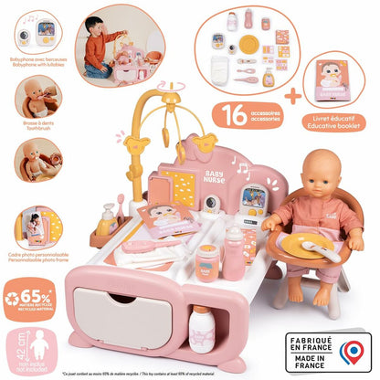 Centru de Îngrijire Păpuși Smoby Baby Nurse, 3-în-1, 16 Accesorii, Babyphone Electronic - Jucarii si jocuri, Imitații de jocuri