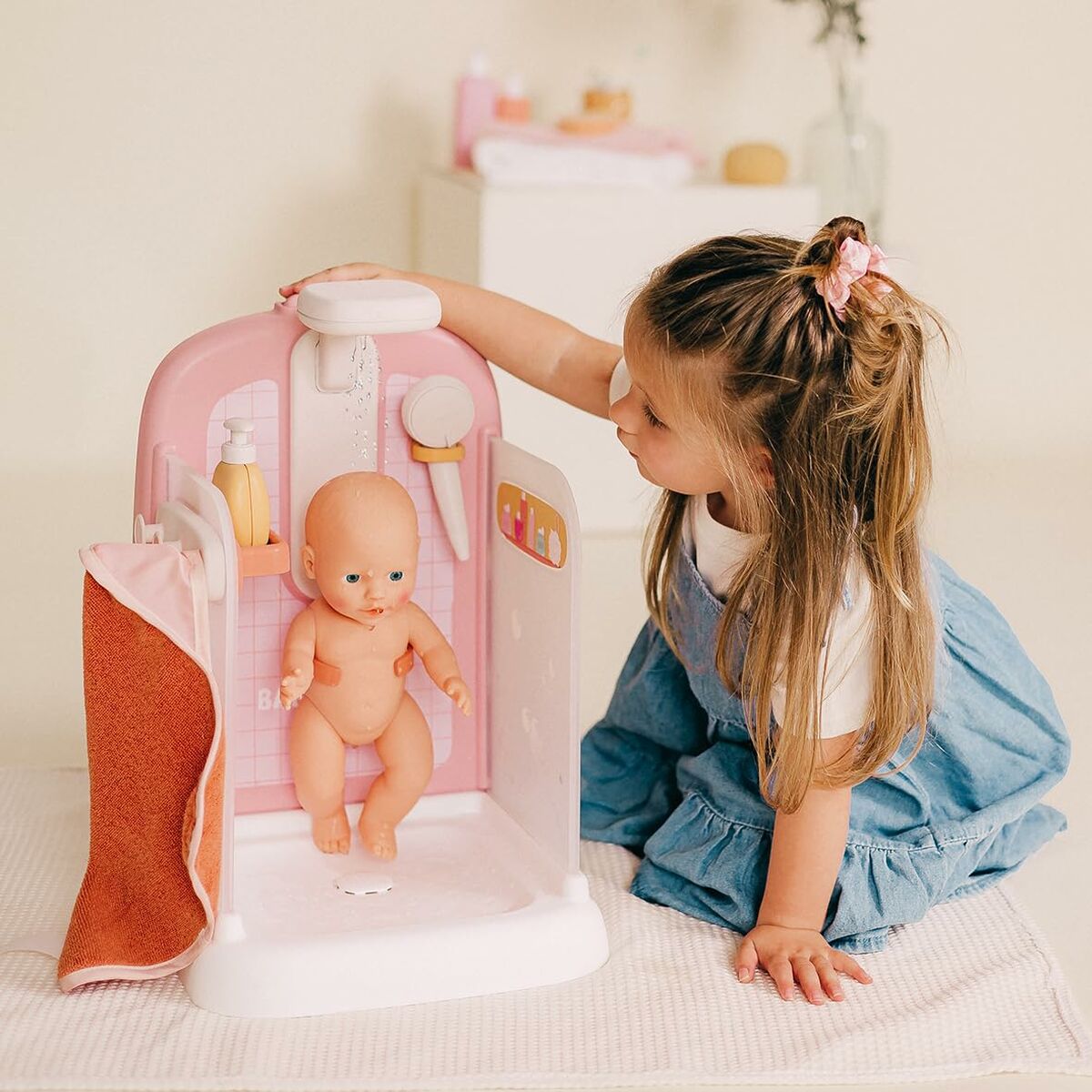Cabină de Duș Funcțională Smoby Baby Nurse (42 cm), Duș Real, Rezervor de Apă, 3 Accesorii, 3+ Ani - Jucarii si jocuri, Imitații de jocuri
