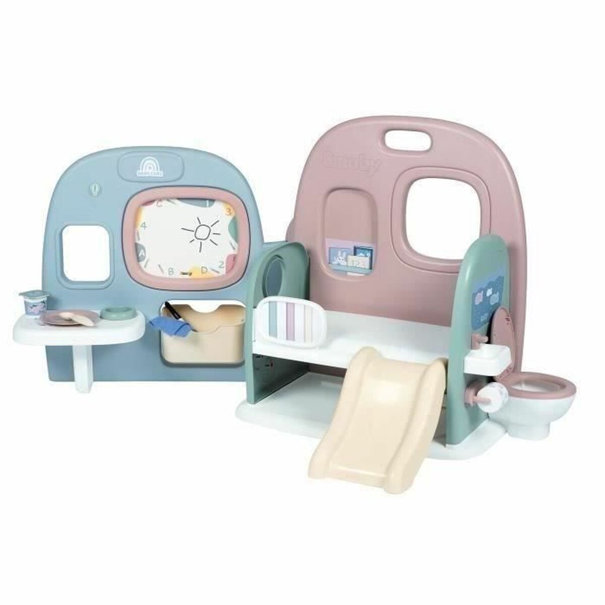 Centru de Îngrijire Smoby Baby Care Rotativ 360°, 3-în-1, Tablă, Tobogan - Jucarii si jocuri, Imitații de jocuri