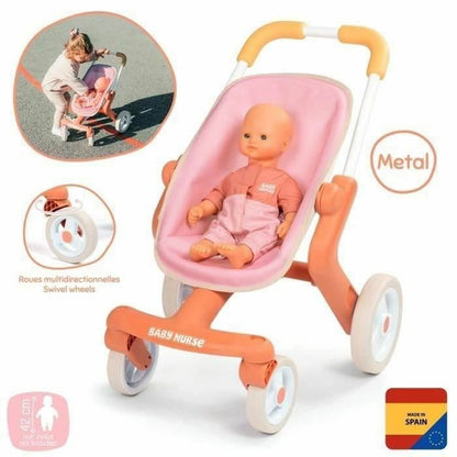 Cărucior Sport Păpuși Smoby Baby Nurse, Roți Pivotante, Cadru Metalic, 42 cm - Jucarii si jocuri, Imitații de jocuri