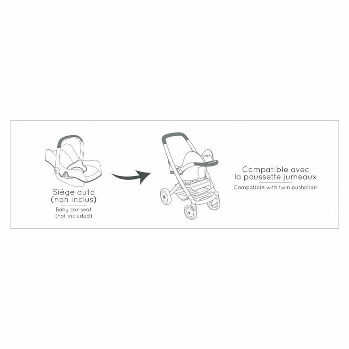 Cărucior pentru Păpuși Smoby Maxi-Cosi Twin 64 cm - Jucarii si jocuri, Păpuși și accesorii