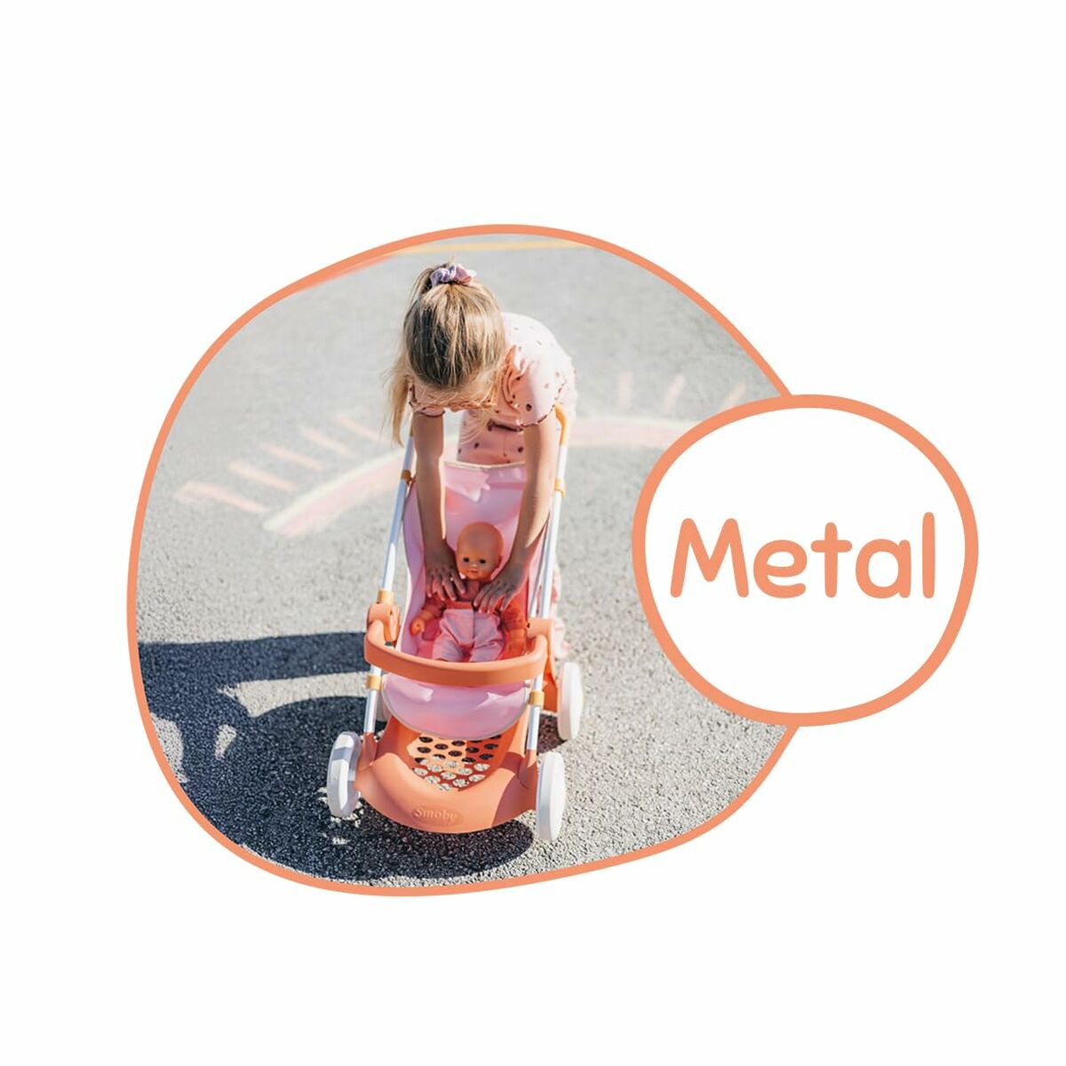 Cărucior de Păpuși Smoby Baby Nurse, Cadru Metalic, Roți Silențioase, Design Modern, Recomandat 18+ Luni - Jucarii si jocuri, Imitații de jocuri