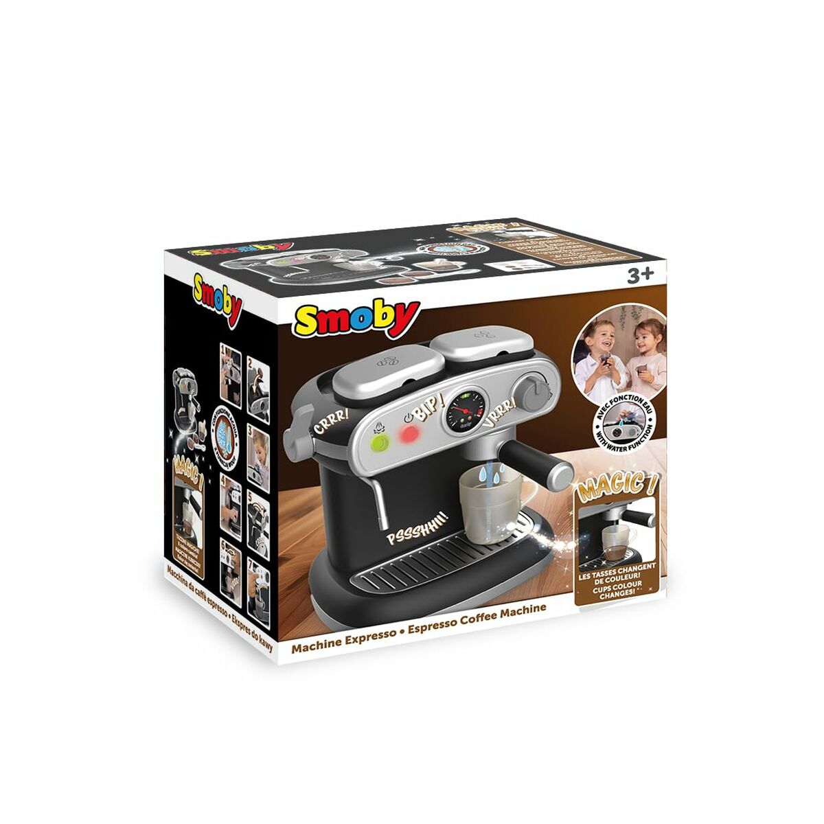 Espressor de Cafea Smoby Electronic, Funcție Apă, Lumini și Sunete, Căni Magice, 3+ Ani - Jucarii si jocuri, Imitații de jocuri