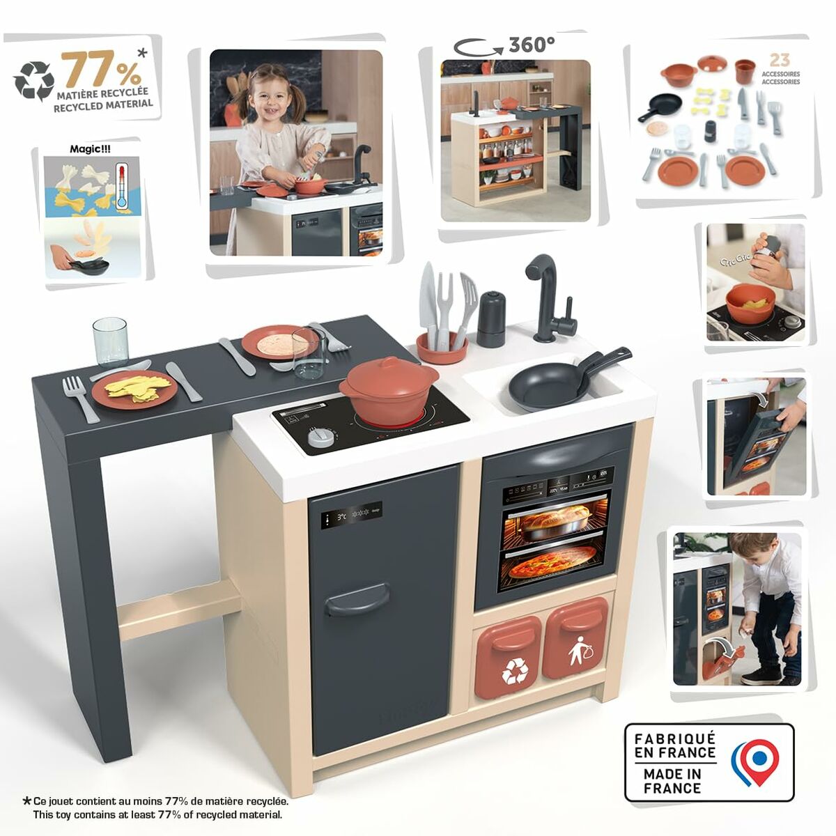 Bucătărie de Joacă Smoby, Cuptor și Aragaz, Echipată Complet - Jucarii si jocuri, Imitații de jocuri
